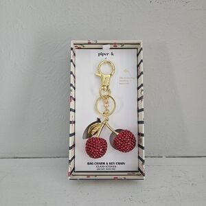 NWT Piper K Crystal Cherries Bag Charm/Keychain
